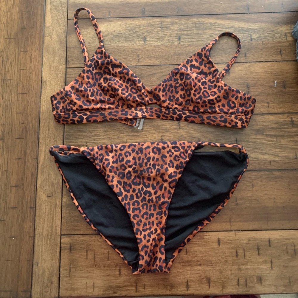 cheetah print bikini set